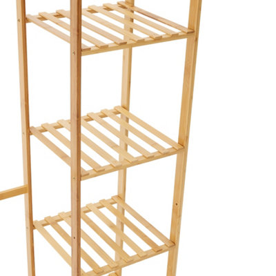 Wooden Clothes Rack with Side Hooks and 5 Shelves 121 x 30 x 146.5cm - 7