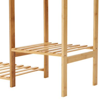 Wooden Clothes Rack with Side Hooks and 5 Shelves 121 x 30 x 146.5cm - 8