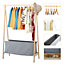 Wooden Clothes Rail Clothing Hanging Stand Garment Rack with Laundry Storage Bag