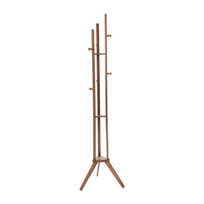 Wooden Coat Hat Rack with 6 Hooks and 3 Shelves Brown - 4