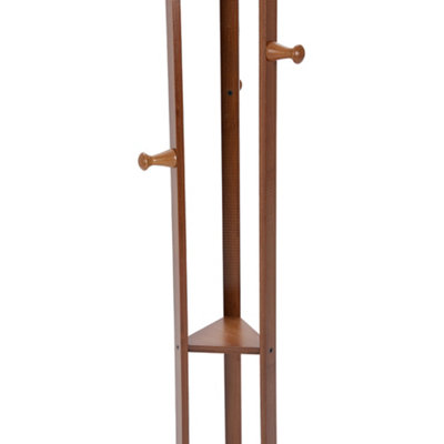 Wooden Coat Hat Rack with 6 Hooks and 3 Shelves Brown - 6