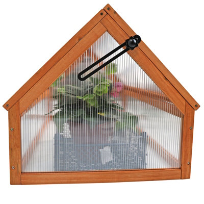 Wooden Cold Frame Greenhouse Polycarbonate Grow House Garden Planter Shelter - 4
