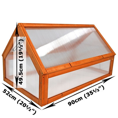 Wooden Cold Frame Greenhouse Polycarbonate Grow House Garden Planter Shelter - 5