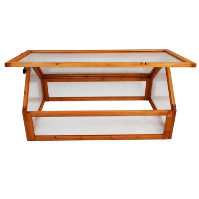 Wooden Cold Frame Greenhouse Polycarbonate Grow House Garden Planter Shelter - 9