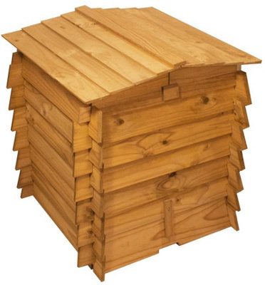 Wooden Composter Decorative Beehive Style with Double Hinged Roof 328L