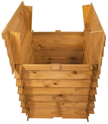 Wooden Composter Decorative Beehive Style with Double Hinged Roof 328L
