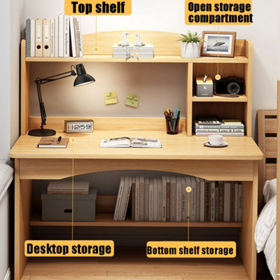 Wooden Computer Desk with Shelves Home Office Study Workstation for Laptop