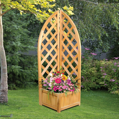 Wooden Corner Lattice Planter 112cm