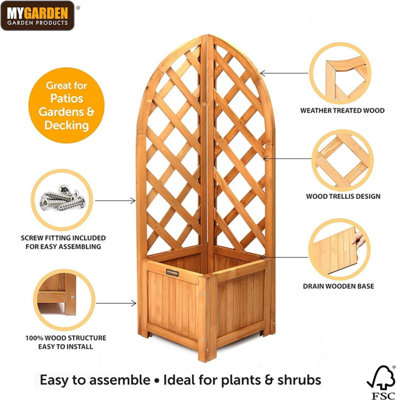 Wooden Corner Lattice Planter 112cm