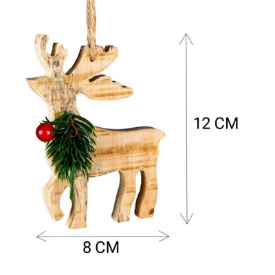 Wooden Craft Reindeer Shape - Tree Hanging Decoration - 12X8X1.5cm