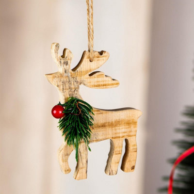 Wooden Craft Reindeer Shape - Tree Hanging Decoration - 12X8X1.5cm