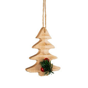 Wooden Craft Xmas Tree Shape - Tree Hanging Decoration - 12X9X1.5cm