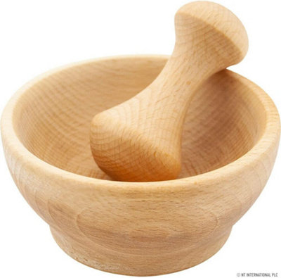 Wooden Crusher Masher Kitchen Tool Cooking Garlic Pounder Spice Bowl