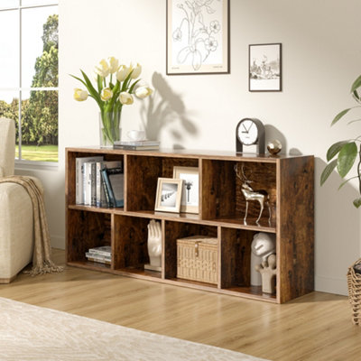 Wooden Cube Bookcase, 2 Tier Open Storage Shelving Unit with 7 ...