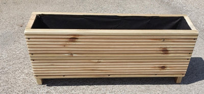 Wooden Decking Garden Trough Planter 35cm high x 20cm wide x 26cm planting depth - 100cm