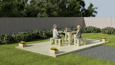 Wooden decking kit - complete self-assembly DIY kit (2.4m x 4.2m, light green (natural finish))
