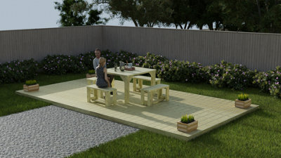 Wooden decking kit - complete self-assembly DIY kit (2.4m x 4.8m, light green (natural finish))