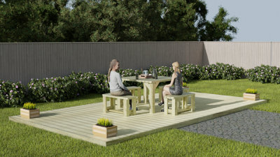 Wooden decking kit - complete self-assembly DIY kit (2.4m x 4.8m, light green (natural finish))
