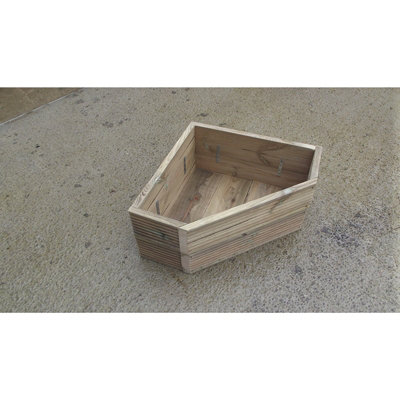 Wooden Decking Pentagon Corner Flower Trough, Herb Planter 60 x 60 x 30