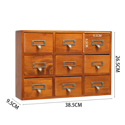 Wooden Desktop Storage Cabinet 9 Drawer Box Cosmetic Makeup Home Office ...