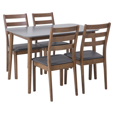 Wooden Dining Set Grey and Dark Wood MODESTO | DIY at B&Q