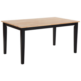 Wooden Dining Table 120 x 75 cm Light Wood and Black HOUSTON