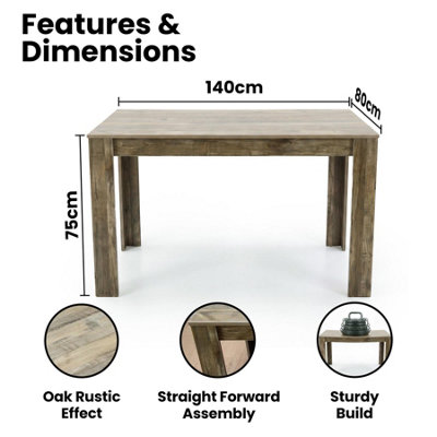 Wooden Dining Table Set for 6 - Rustic Effect Table With 4 Black Chairs ...
