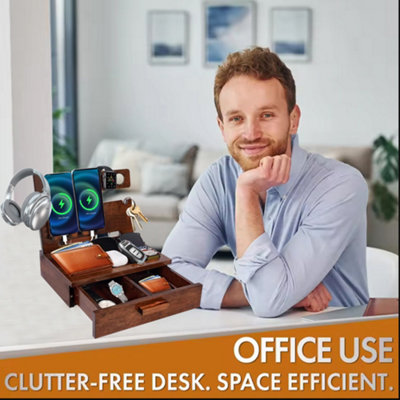 Wooden Docking Station Desktop Mobile Phone Holder Bedside Table ...