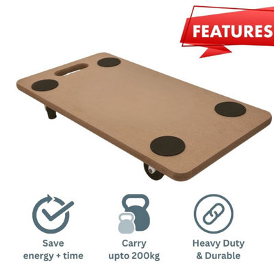 Pack Van - 2 Dolly Trolley Op Wielen Voor Bewegende Meubels Met Eva Foam Grip Pads | Houten Platform Lifter | 59x29x18cm