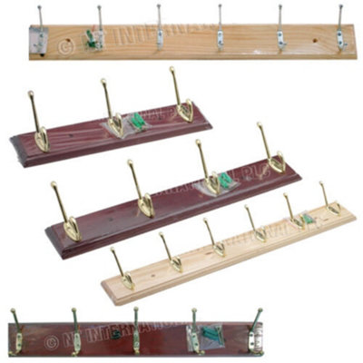 Wooden Door 6 Hook Storage Hanging Coat Rack Screw On Wall Mount Hat Brown