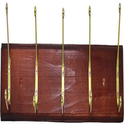 Wooden Door Hook Storage Hanging Coat Rack Screw On Wall Mount Hat (5 Hook Brown)