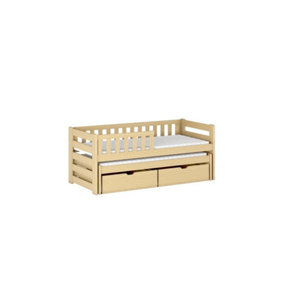 Wooden Double Bed Bolko With Trundle and Foam/Bonnell Mattresses  in Pine W1980mm x H780mm x D970mm