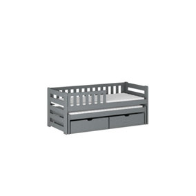 Wooden Double Bed Bolko With Trundle and Foam Mattresseses in Grey W1980mm x H780mm x D970mm