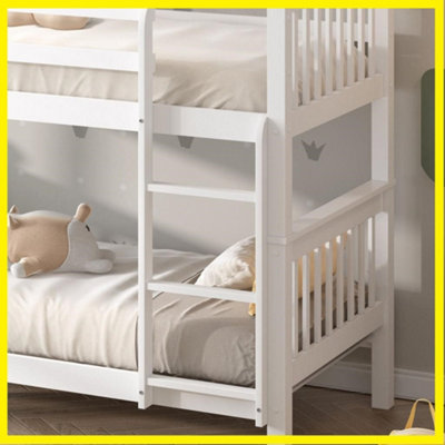 Wooden Double Bunk Bed   Space Saving, Sturdy, Sleeps 2   Available in White and Grey  (Double White)