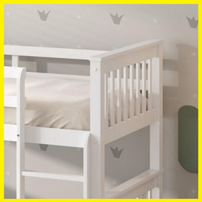 Wooden Double Bunk Bed   Space Saving, Sturdy, Sleeps 2   Available in White and Grey  (Double White)