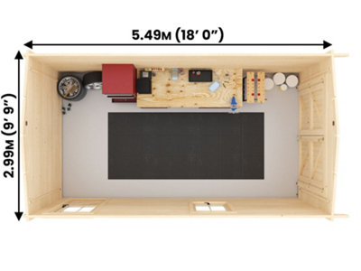 Wooden Double Garage Deore 3m x 5.5m Garden Drive Car Storage Tool Shed Workshop Log Cabin Roof Felt