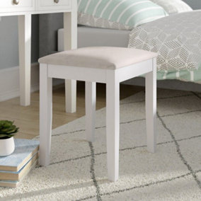 Wooden Dressing Table Stool with Cream Padded SEAT