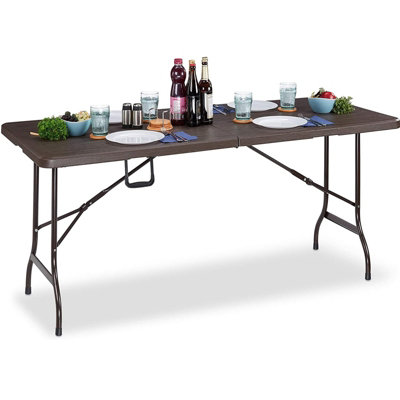 Wooden Effect 6ft Heavy Duty Folding Table Garden Camping Trestle Dining Picnic