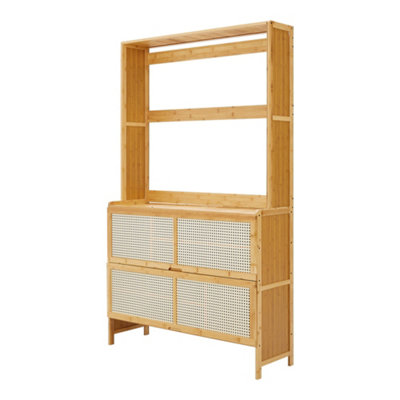 Wooden Entryway Storage Shoe Cabinet Dual Functionality - 4