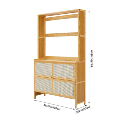 Wooden Entryway Storage Shoe Cabinet Dual Functionality - 9