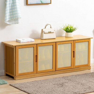 Wooden Entryway Storage Shoe Cabinet Natural