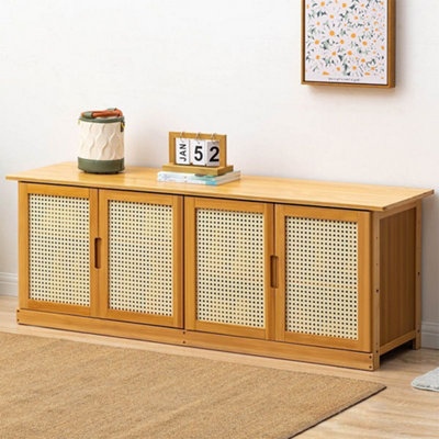 Wooden Entryway Storage Shoe Cabinet Natural