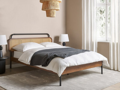 Wooden EU Double Size Bed Dark BOUSSICOURT