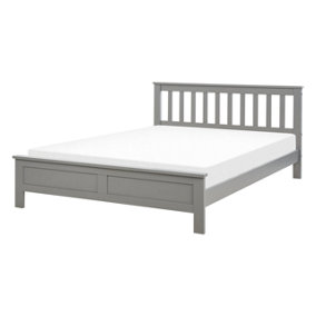 Wooden EU Double Size Bed Grey MAYENNE