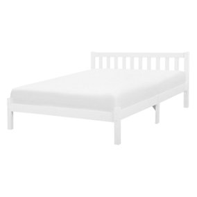 Wooden EU Double Size Bed White FLORAC