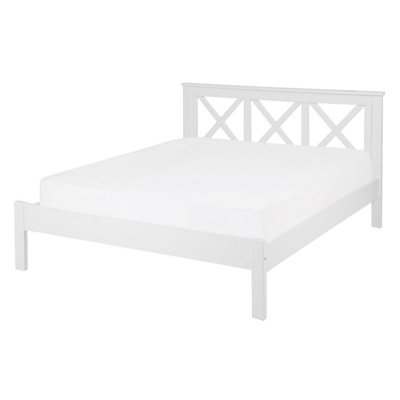 Wooden EU Double Size Bed White TANNAY