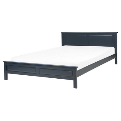 Wooden EU King Size Bed Blue OLIVET