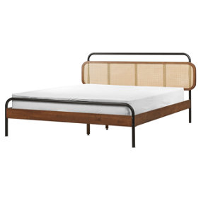 Wooden EU King Size Bed Dark BOUSSICOURT