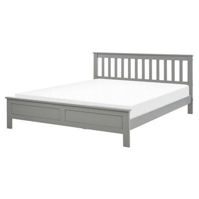 Wooden EU King Size Bed Grey MAYENNE