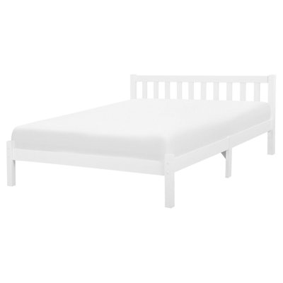 Wooden EU King Size Bed White FLORAC